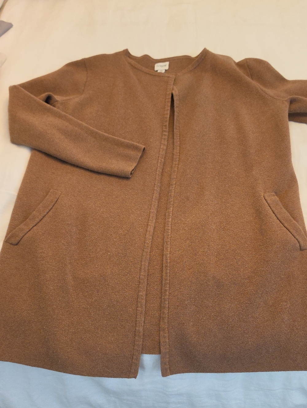 J. Crew Camel Brown Open-Front Cardigan Sweater